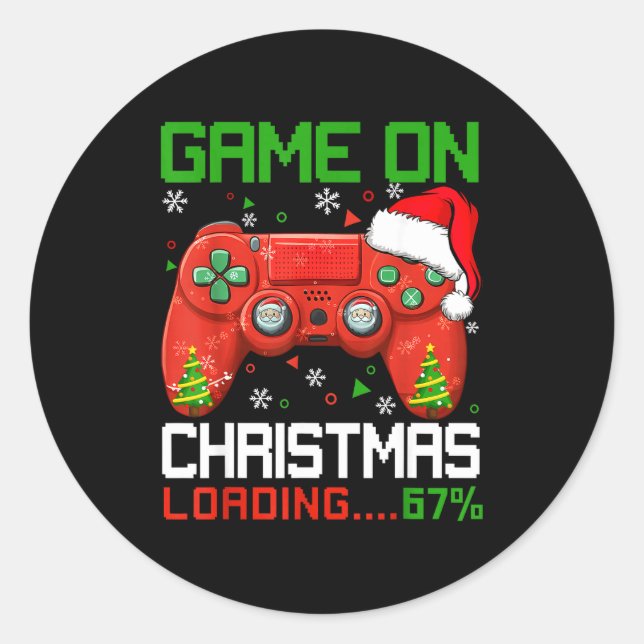 Adesivo Redondo Game On Christmas Loading 67% Funny 6 7 Meme Xmas  (Frente)