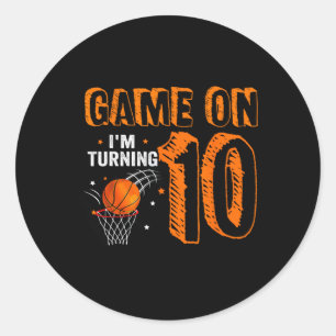 Adesivo Redondo Game On I'm Turning 10 Bysketbyll 10th Birthday Bo