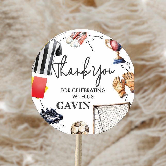 Adesivo Redondo Game On Soccer Birthday (Criador carregado)