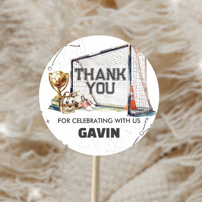 Adesivo Redondo Game On Soccer Boy Birthday (Criador carregado)