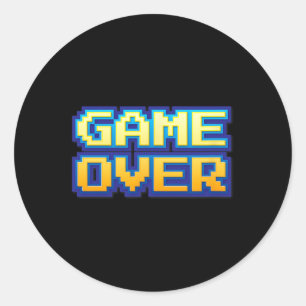 Adesivo Redondo Game Over Vintage Retro Video Game Arcade 80s 90s