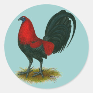 Adesivo Redondo Gamecock americano: Vermelho de Brown