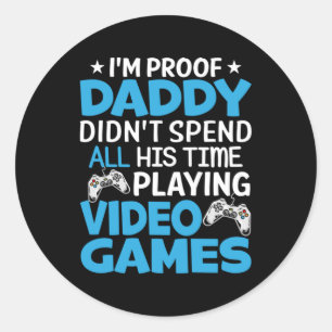Adesivo Redondo Gamer Art All My Pai Time Reproduzindo Jogos