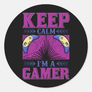 Adesivo Redondo Gamer Art Mantém-Se Calmo Eu Sou Um Jogador