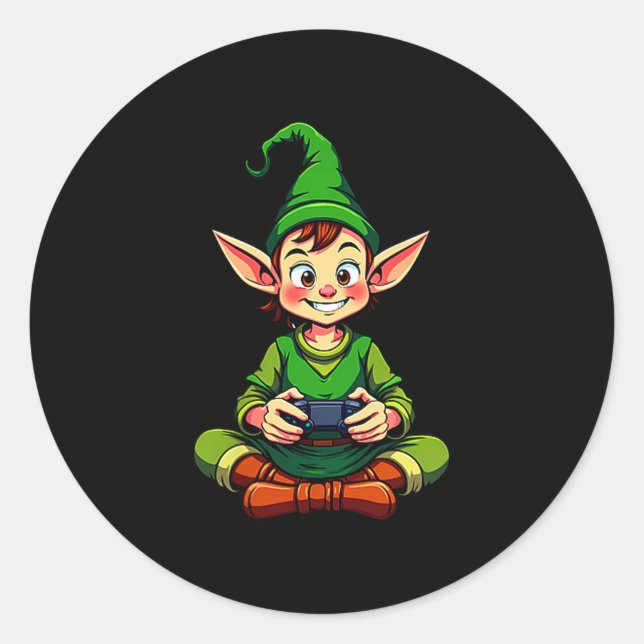 Adesivo Redondo Gamer Christmas Pajamas Kids Boys Youth Christmas  (Frente)