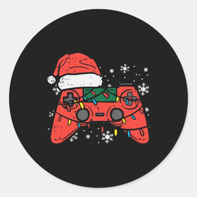 Adesivo Redondo Gamer Controller Xmas Boys Jovens Meninos Me Joven (Frente)