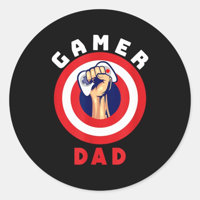 Adesivo Redondo Gamer Dad Funny Gaming Quotes Cool Fathers Gift  (Frente)