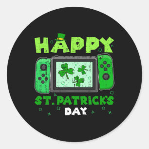 Adesivo Redondo Gamer de Dia de São Patrício Shamrock do Controlad