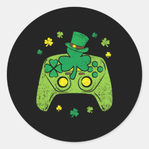 Adesivo Redondo Gamer de Dia de São Patrício Shamrock do Controlad