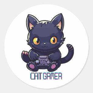 Adesivo Redondo Gamer de Gato