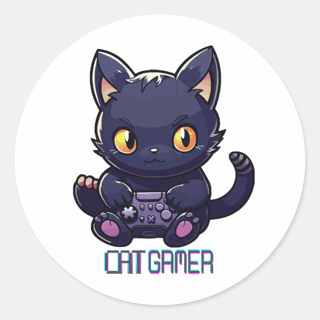 Adesivo Redondo Gamer de Gato (Frente)
