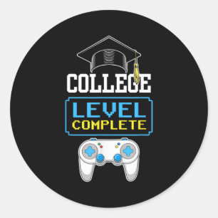 Adesivo Redondo gamer de vídeo engraçado completo nível universitá