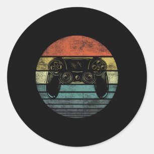 Adesivo Redondo Gamer De Vídeo Oferece Um Controle De Vídeo Retro