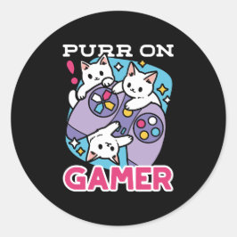 Adesivo Redondo Gamer Design - Purr On Gamer Joystick Art