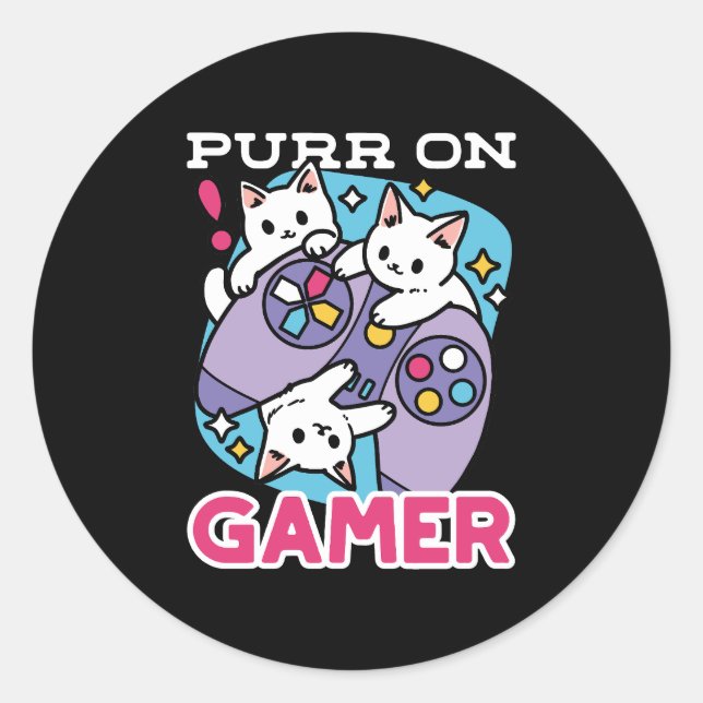 Adesivo Redondo Gamer Design - Purr On Gamer Joystick Art (Frente)