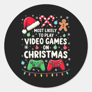 Adesivo Redondo Gamer Divertido Mais Propenso a Jogar Video Games