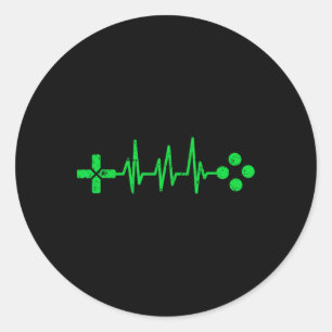 Adesivo Redondo Gamer Geeks Heartbeat Gaming