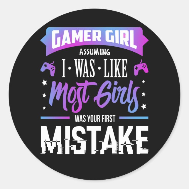 Adesivo Redondo Gamer Girl Sticker (Frente)