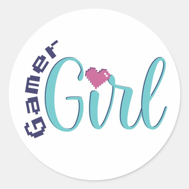 Adesivo Redondo Gamer Girl Sticker - Cute Gaming Gift (Frente)