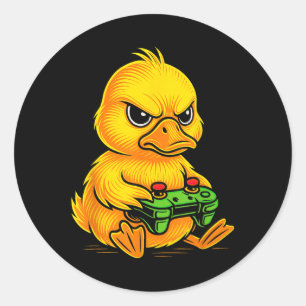 Adesivo Redondo Gamer Jogos Animal Boys Gi Pato Amarelo