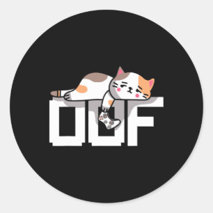 Adesivo Redondo Gamer Oof Meme Noob Cultura da Internet Gato Gamer