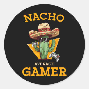 Adesivo Redondo Gamer Video Game Player Médio Engraçado Gami Mexic