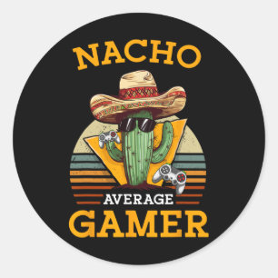 Adesivo Redondo Gamer Video Game Player Médio Funny Vintage Gami