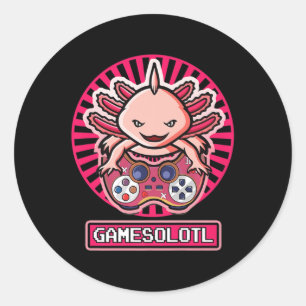 Adesivo Redondo Gamesolotl Axolotl Cute Kawaii Anime Jovens