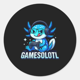 Adesivo Redondo Gamesolotl Axolotl Peixe Gamer Jogos Anime Vídeo G