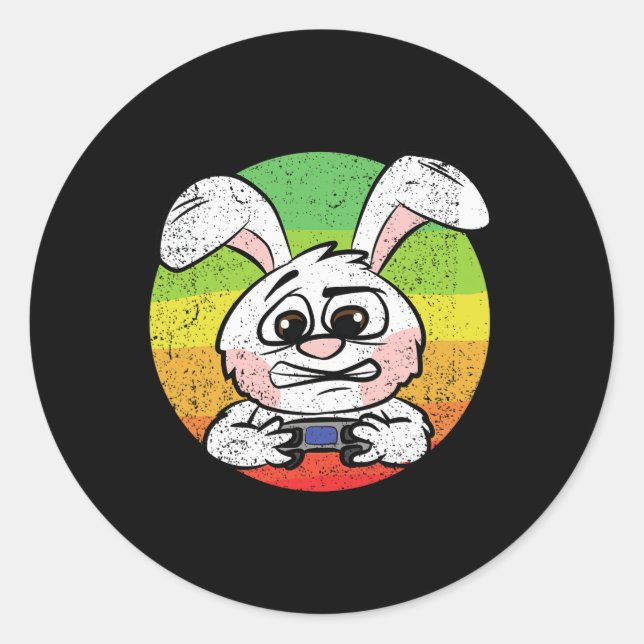 Adesivo Redondo Gaming Easter Egg Hunting Video-game Controller Ga (Frente)