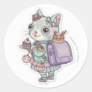 Adesivo Redondo 🍰Gaming Neko Maid - Ransel Fun🎒