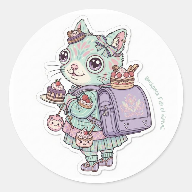 Adesivo Redondo 🍰Gaming Neko Maid - Ransel Fun🎒 (Frente)