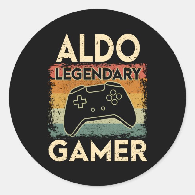Adesivo Redondo Gaming Personalizado Nome Aldo Gamer Legendário (Frente)