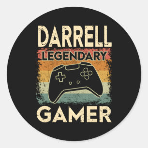 Adesivo Redondo Gaming Personalizado Nome Darrell Legendário Gamer