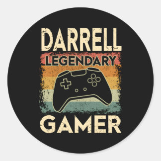 Adesivo Redondo Gaming Personalizado Nome Darrell Legendário Gamer