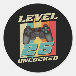 Adesivo Redondo Gaming Vintage 25 Birthday - Garoto de 25 anos