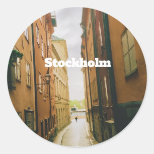 Adesivo Redondo Gamla Stan, Estocolmo Lembrança, Retro Europa