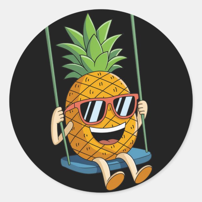Adesivo Redondo gancho de abacaxi engraçado (Frente)