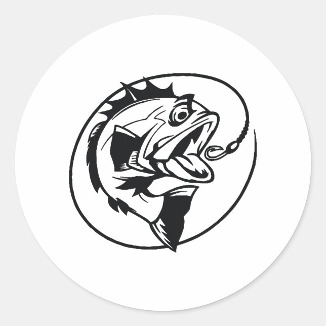 Adesivo Redondo Gancho de pesca de peixe (Frente)