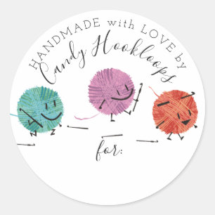 Adesivo Redondo Ganchos de crochet bonitos do fio handmade com