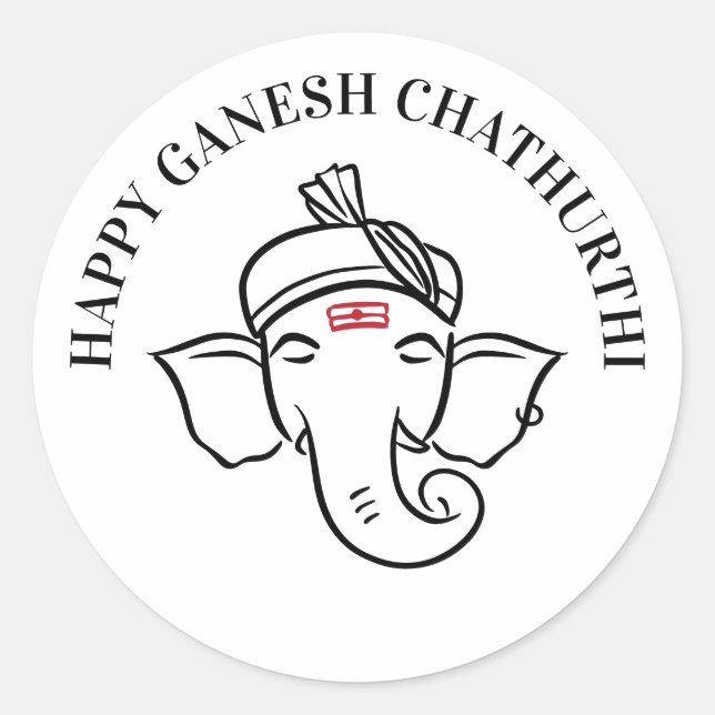 Adesivo Redondo Ganesh Chathurthi Wishes | Indian God  (Frente)