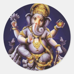 Adesivo Redondo Ganesh Ganesha, Unidade de Elefante Asiática Hindu