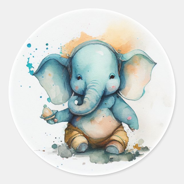 Adesivo Redondo ganesha como um lindo elefante azul (Frente)