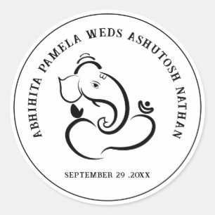 Adesivo Redondo Ganesha de Casamento Hindu Simples