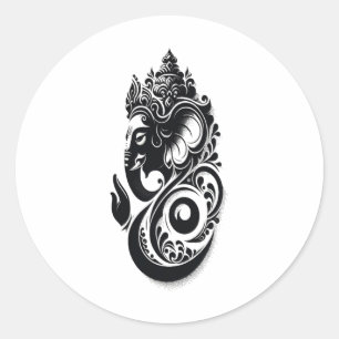 Adesivo Redondo Ganesha, Espiritual Hindu Ganesh Deus Indiano da I