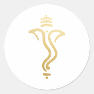 Adesivo Redondo Ganesha Festivo Dourado/ Deus Indiano