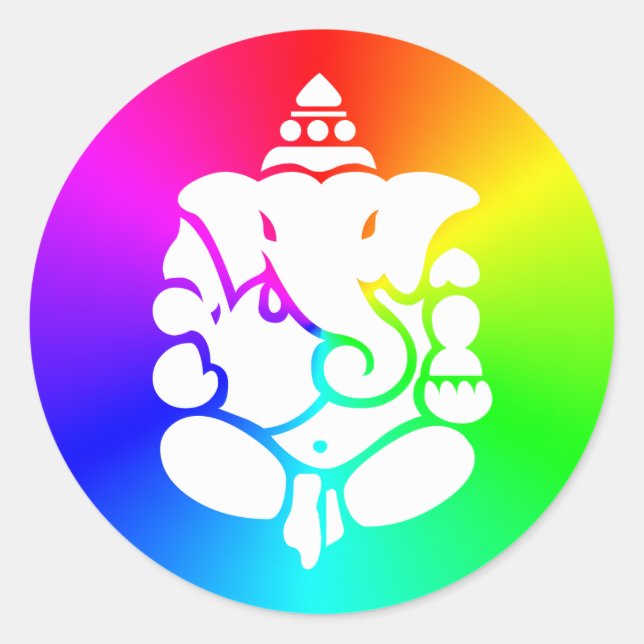 Adesivo Redondo Ganesha Rainbow (Frente)