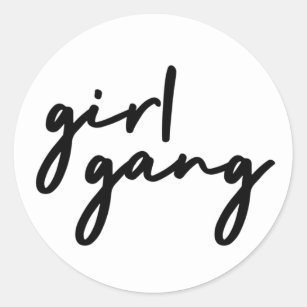 Adesivo Redondo Gang Garota   Na moda Moderno Poder Feminista