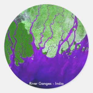 Adesivo Redondo Ganges River Delta Satellite Image - Índia