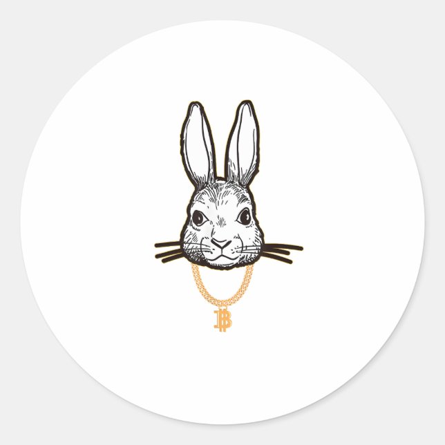 Adesivo Redondo Gangsta Bunny Rabbit Bitmoney TShirt Crypto Coin M (Frente)